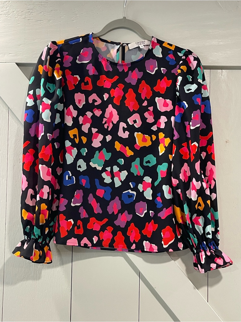 CROSBY by Mollie Burch Black Multicolor Spot Print Blouse